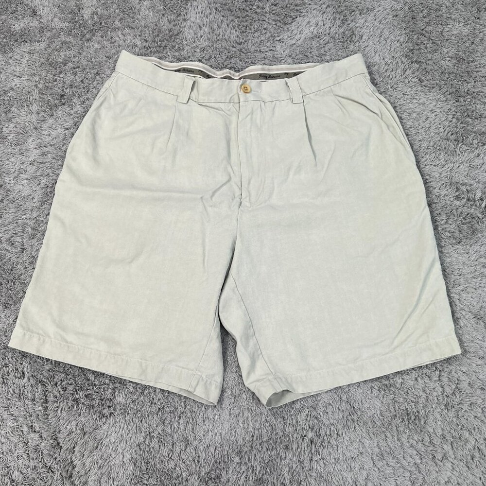 Tommy Bahama Shorts Mens 35 Beige Chino Khaki Silk 8.5 Inch Inseam